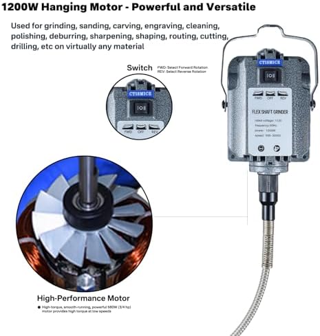 1200W Flexible Shaft Grinder with Forward and Reverse Functions