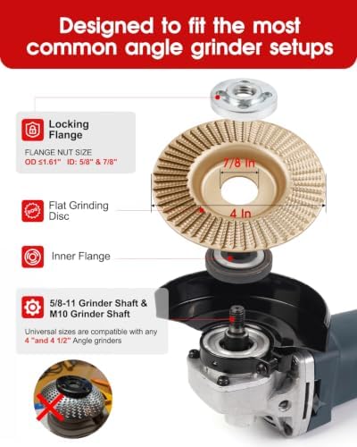 4 PCS Angle Grinder Wood Carving Disc Set Flat Grinding Polishing Wheel Pad