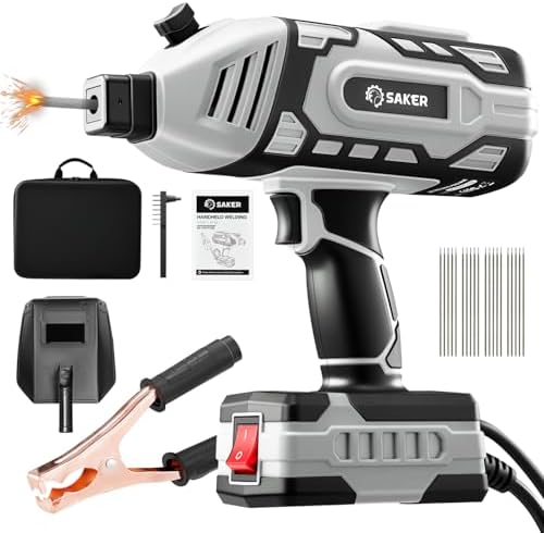 Saker Portable Electric Welding Machine,110V Portable Welder Handheld with IGBT Inverter 5 Variable Current Adjustment, ARC Welder Gun, Fits for 3/32" Wire Rods (Grey)