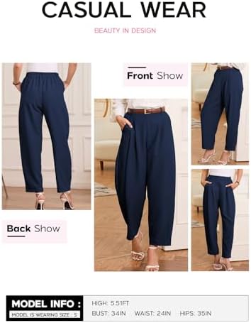 EVALESS Womens Wide Leg Barrel Pants with Pockets