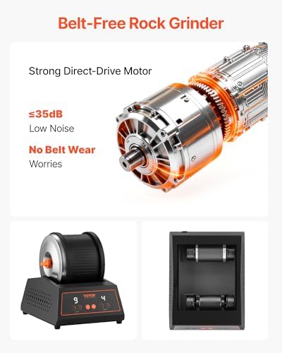 VEVOR Rock Tumbler Kit, 4lbs Rock Polishing Kit, 4 Speed Settings 9-Day Polishing Timer Stone Polishing Kit, Belt-Free Rock Polisher with Adapter & Overload Protection, Rock Polisher for Adults Kids