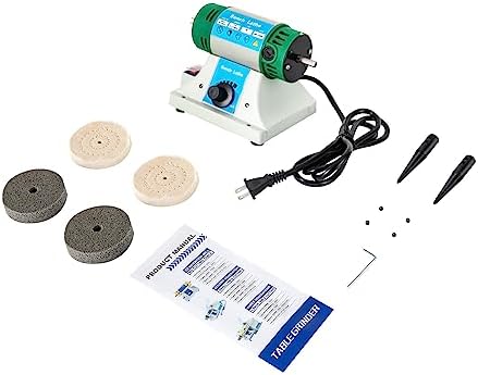 Jewelry Buffer Polisher, Bench Buffer, Adjustable Speed Bench Grinder Polishing Buffing Machine, Includes 2 Cloth Wheels, 2 Abrasive Fiber Wheels,1 Tweezers