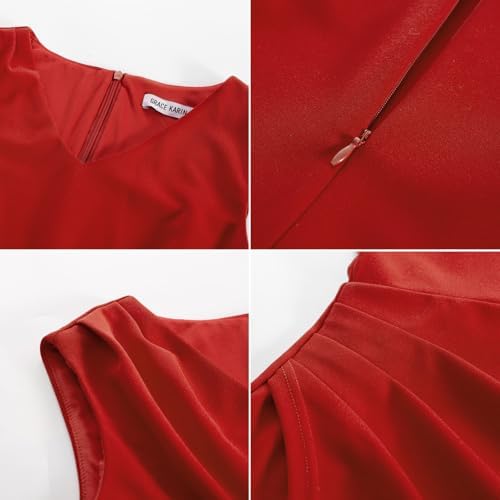GRACE KARIN Women Wear to Work Sleeveless V-Neck Ruched Bodycon Wrap Office Party Cocktail Pencil Dresses