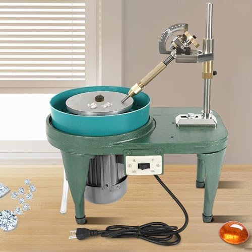 Gemstone Facer 2800RPM Gemstone Grinder Gemstone Grinder Polisher Polishing Machine Robotic Milling Tool Gemstone Cutting Tool 180W with 6-inch Polishing Disc (Green)
