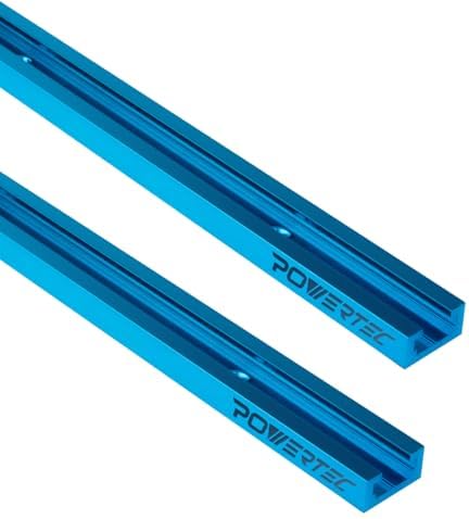 POWERTEC 71158V 48 Inch Double-Cut Profile Universal T-Track with Predrilled Mounting Holes, 2 Pack, T Track for Woodworking Jigs and Fixtures, Drill Press Table, Router Table, Workbench