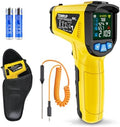 Infrared Thermometer Temperature Gun, -58°F to 1472°F, Digital Laser Thermometer Gun with Probe for Cooking, Pizza Oven, Grill & Engine, IR Thermometer Temp Gun with Adjustable Emissivity & Humidity