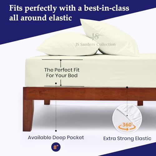 JS Sanders V Berth Boat Sheet 1 Pcs 600 TC Egyptian Cotton, Ivory