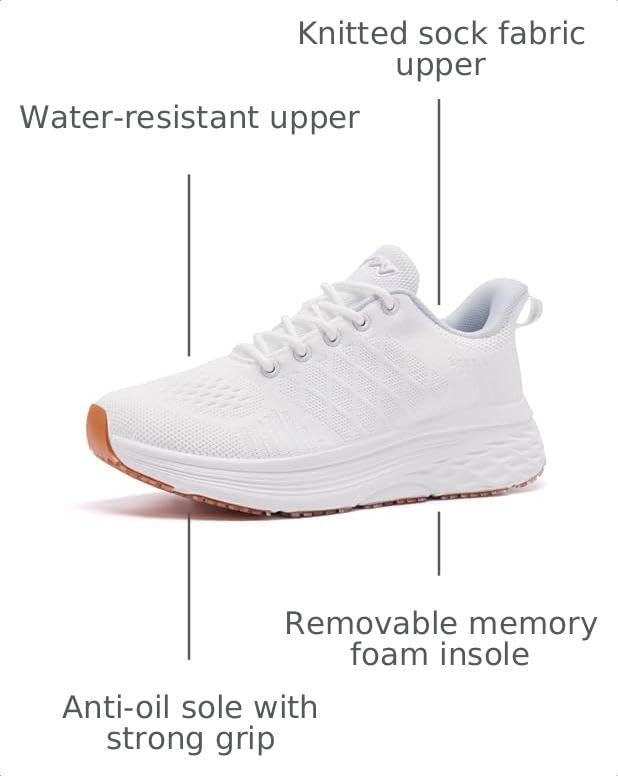 AVW Womens Non Slip Work Shoes Walking Sneakers Food Service Kitchen Shoes