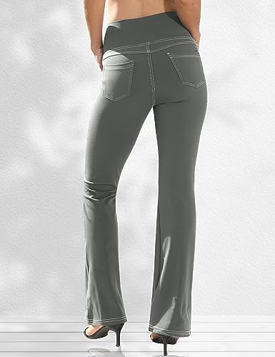 VOOVEEYA Women's Bootcut Leggings - Bootleg Yoga Pants Flare with 4 Pockets