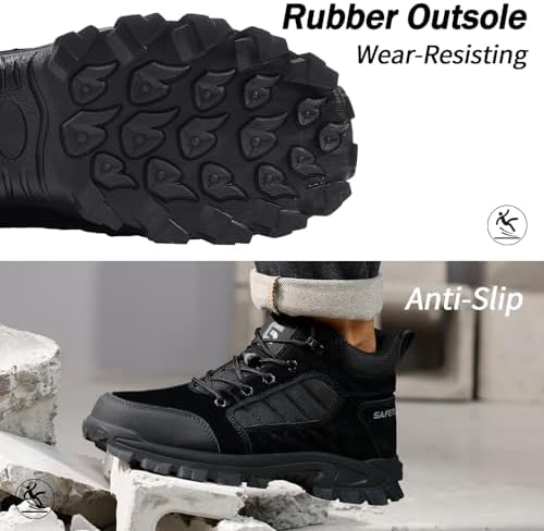 GUSAYEX Steel Toe Boots for Men Puncture Resistant Work Boots