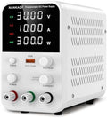 DC Power Supply Variable, Bench Power Supply with Encoder Adjustment Knob, Output Enable/Disable Button, Adjustable Power Supply with USB Quick-Charge, Short Circuit Alam (30V 10A White)