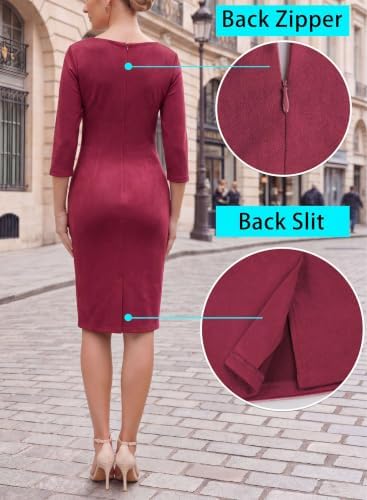VFSHOW Womens Work Business Office Zipper Up Slim Bodycon Sheath Dress