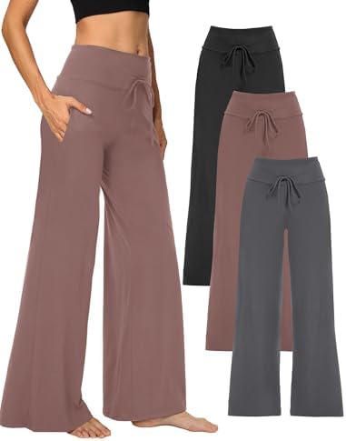 Showitty Wide Leg Pants for Women with Pockets, High Waist Yoga Lounge