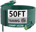 HUANCHAIN 16/3 Gauge Indoor Outdoor Green Extension Cord 50 ft Waterproof