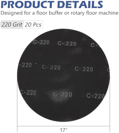 HUAALIUCHE 17" Sanding Screen Discs - Mesh Floor Sanding Screen - Black Silicon Carbide - for Wood Floors (20 Pack, 220 Grit)