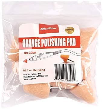 Maxshine 10 Pieces MN01 Mini Polisher and Accessories - 3x3cm (1.18”x1.18”) Orange Polishing Pads, Precision Buffing & Polishing for Tight Spaces, Ideal for Professional Car Detailing