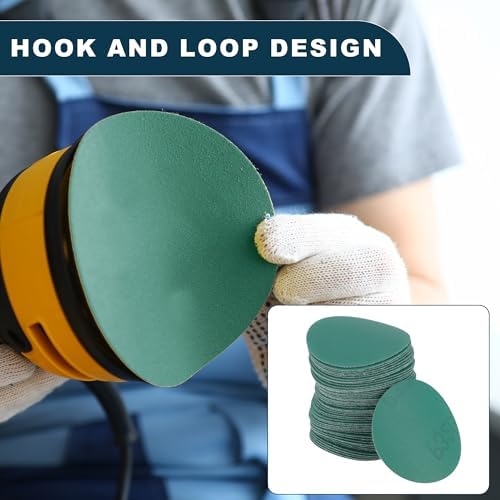 Car Sanding Discs 2inch 320 Grit Abrasion Resistance | Round Hook and Loop Sandpaper Green 50 Pcs
