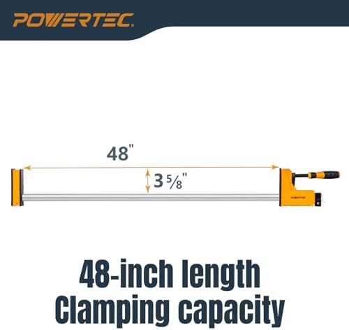 POWERTEC 71602-P2V, 4PK, 48" Woodworking Parallel Clamps Jaw Bar Clamp Spreader Tool