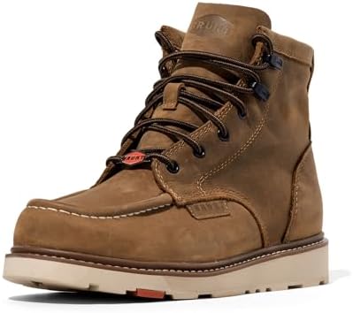 BRUNT Marin Unlined (Comp Toe) - 6" Lightweight Safety Toe Wedge Work Boot - EH Rated - Slip + Oil Resistant - Adjustable Width System