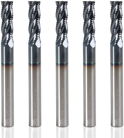 1/4" 4 Flute Roughing End Mill AlTiN Coated Carbide, 5Pcs
