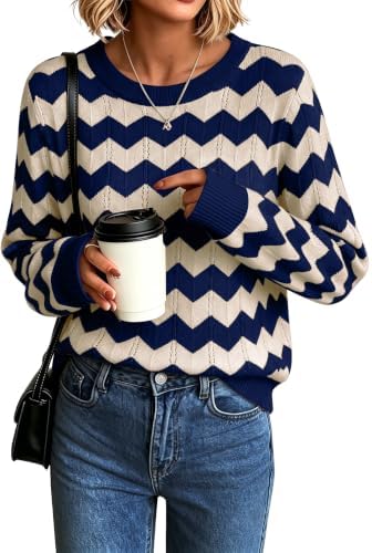 Womens Sweaters Crew Neck Long Sleeve Casual Fall Outfits Fashion Clothing