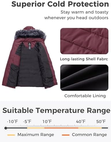 wantdo Women's Plus Size Winter Coats Puffer Coat Parka Jacket with Hood