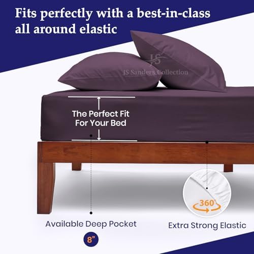 JS Sanders V Berth Boat Sheet 3 Pcs 600 TC Egyptian Cotton,Plum