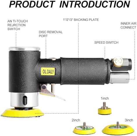 Mini Air Sander,Random Orbital Air Sander Kit,Mini Pneumatic Sander for auto sanding tools kits with 1/2/3inch Polishing Sponge & Wool Pads Sandpapers (1"2"3" Sander Kit)