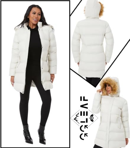GGleaf Women's Winter Puffer Coat with Removable Fur Hood Warm Snow Jacket
