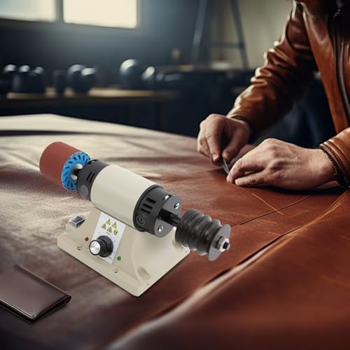 Leather Burnishing Machine,110V 350W Leather Polisher Sander with 6 Sanding Sleeves for Sanding Wood Products 0-8000RPM