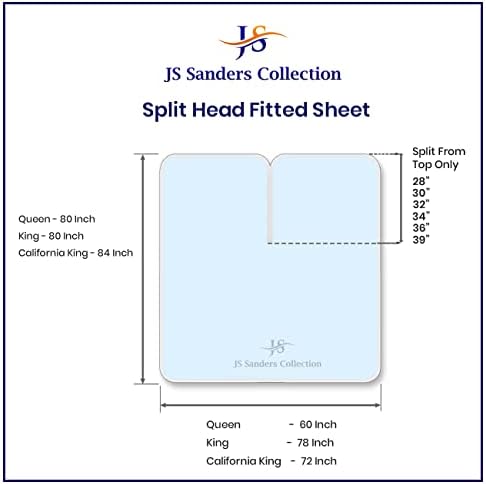JS Sanders Collection Split Head Sheet Set Queen Size,Light Blue