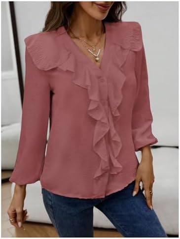 GORGLITTER Women's Ruffled Top Blouses Dressy Business Casual Outfits