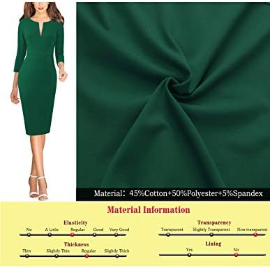 VFSHOW Womens Work Business Office Zipper Up Slim Bodycon Sheath Dress