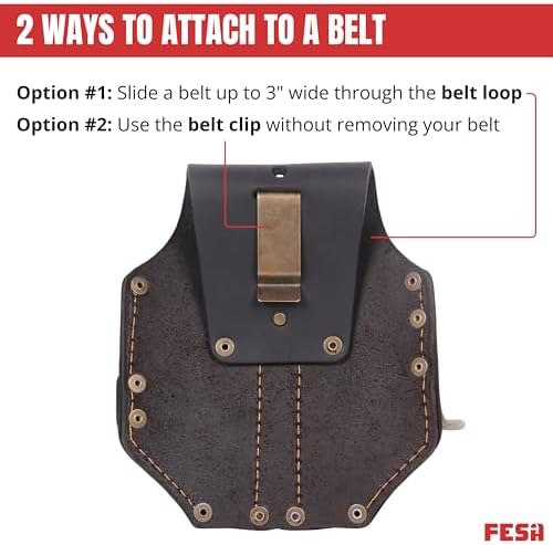FESA Durable Leather Pliers Holster - Leather Double Plier Holder for Belt with Steel Hammer Holder, Tape Clip & 2 Carpenter's Pencil Pockets - Clip On Any Belt - Handcrafted