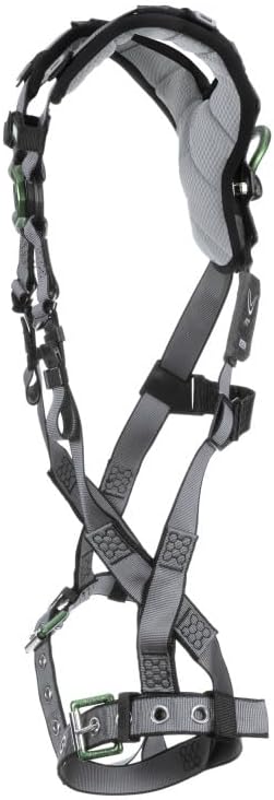 MSA V-FIT Standard Safety Harness - Polyester & Nano-Technology Treated Web Full Body Harness Back, Shoulder Padding, Gray