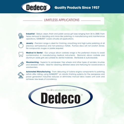 Dedeco Sunburst Radial Bristle Discs 12-Pack - 4" Curved - 3/8" Arbor - Light Green 14000 Grit (Ultra-Fine, 1 Micron) - Aluminum Oxide for Polishing & Finishing