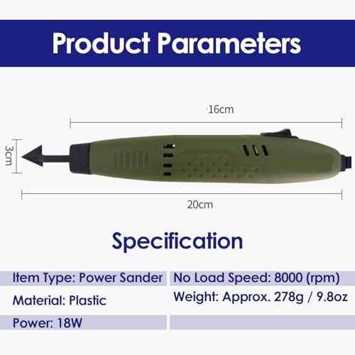 Pen Sander P‑500‑15 DIY Detail Sanding Tool Power Sander Micro Polishing Machine for Sanding Polishing Finishing DIY Crafts 8000 (rpm) 18W