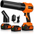 Cordless Leaf Blower, 800,000 RPM Electric Handheld Blower, Leaf Blower Cordless with 2×4.0Ah Batteries & Charger,Snow Blowers with 2-Nozzles for Patio,Lawn Care,Dust,Snow & Car Drying, Orange