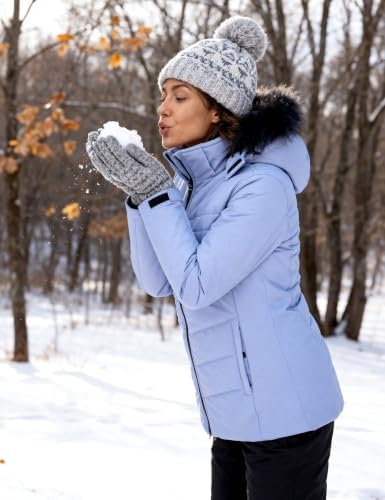 Skieer Women's Ski Jacket Waterproof Warm Puffer Thick Hooded Winter Coat