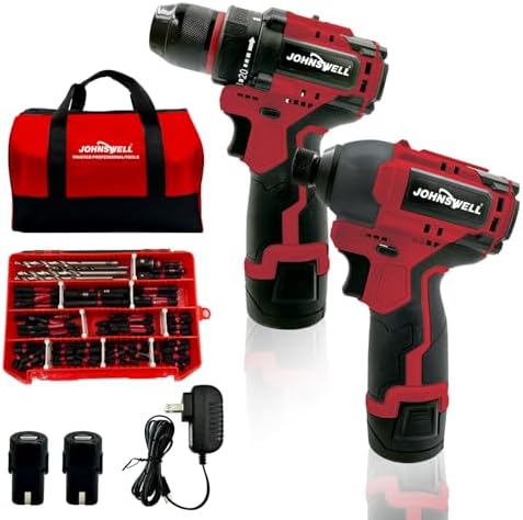 12V Brushless Cordless Drill and Impact Driver Combo Kit, 2-Tool Power Tool Set with 58PCS Accessories, 3/8" Metal Chuck, 20+1 Torque Settings, Compact Electric Drill for Home Projects