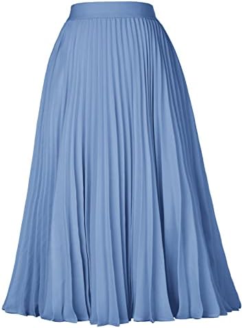GRACE KARIN Pleated Midi Skirt for Women Chiffon A-Line Outfits