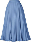 GRACE KARIN Pleated Midi Skirt for Women Chiffon A-Line Outfits