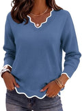 Zeagoo Women's 2026 Fall V Neck Sweater Long Sleeve Lightweight Knit Tops
