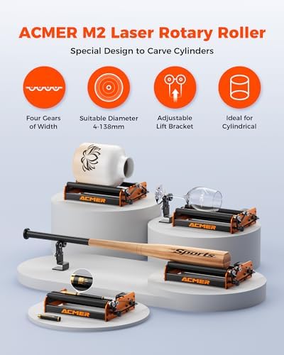 ACMER M2 Laser Rotary Roller for Laser Engraver Adjustable 4-138mm Diameter