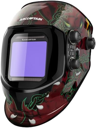 ARCCAPTAIN Auto Darkening Welding Helmet, 3.94"X3.66" Large Viewing Screen