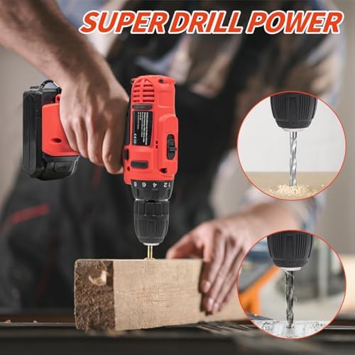 346pcs Tool Sets,18V Electric Power Drill Set, Cordless Drill for Men, Household Home DIY Hand Tool Kits,18+1 Clutch Cordless Power Drill Set for Thanksgiving, Christmas,Father's Day (Black)