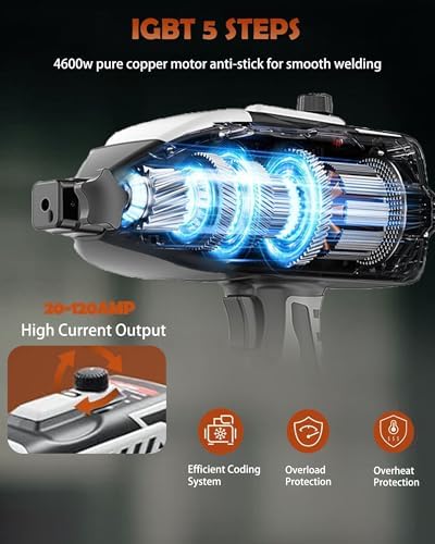 Portable Handheld Welding Machine - 110V IGBT Inverter Handheld Welder, 20-120A Portable ARC Welder, Hot Start & Anti-Stick for 3/32"-1/8" Welding Rods, 30PCS Rods Included