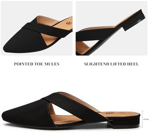 Rekayla Women's Mules Closed Pointed Toe Flats Backless Loafers Shoes for Women