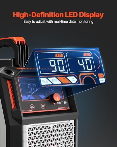 VEVOR Plasma Cutter, 50A Non-Touch Pilot Arc Plasma Cutting Machine, 110V/220V Dual Voltage Digital Display IGBT Inverter - with 2T/4T Function & Adjustable PA/PT Time for Home Repairs, Workshops