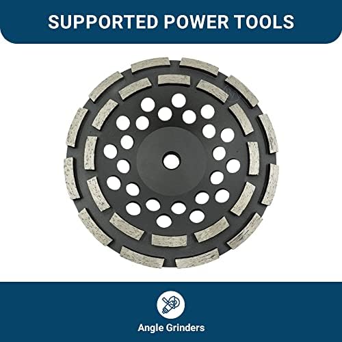 Benchmark Abrasives 7" Double Row Diamond Grinding Cup Wheel for Angle Grinder with 5/8"-11 Arbor Hole Use on Concrete, Granite, Marble, Masonry, Natural Stone